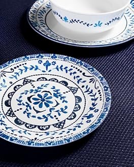 Corelle Vitrelle 6-Piece Appetizer Plates Set Triple Layer Glass and Chip Resistant, 6-3/4-Inch Lightweight Round Plates, Portofino