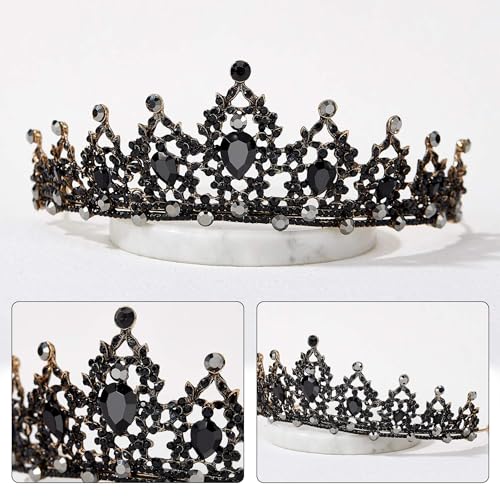 Qnvyw Elegante Schwarze Krone für Erwachsene, 19 * 12 cm, Ideal für Hochzeiten und Bälle, Schwarzes Krone für besondere Anlässe