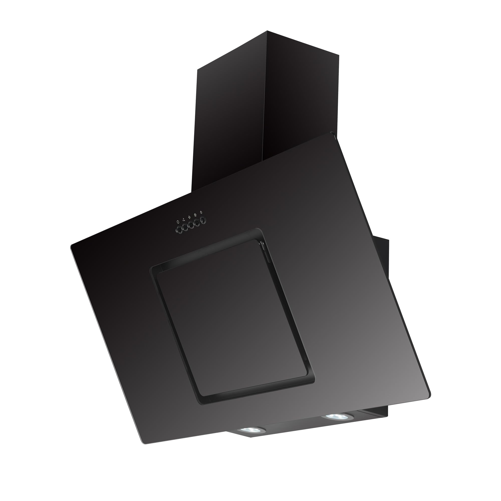 Respekta Cappa cucina inclinata con spazio per la testa | Cappa cucina verticale 90 cm | Scocca in metallo con vetro nero | Funzione di scarico e ricircolo | CH22010|90SBZ | B | 54 – 62 dB