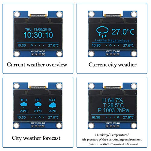 Keeyees Wifi Esp8266 Weather Station Kit For Iot With Tutorial, Gy-Bme280 Temperature Humidity Atmospheric Pressure Sensor + 1.3" Oled Iic Lcd Display + 2 Set Jumper Wire #TOP3