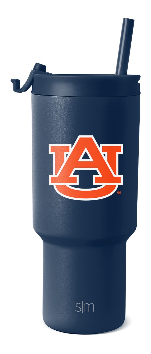 Simple Modern Officially Licensed Collegiate Auburn Tigers 30 oz Tumbler with Flip Lid and Straws | Insulated Cup Stainless Steel | Gifts for Men Women | Trek Collection | Auburn University