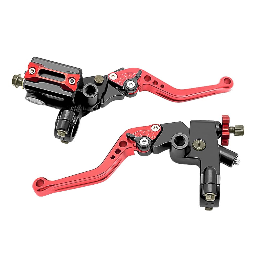Maître cylindre et levier d'embrayage 22mm rouge pour guidon universel de moto