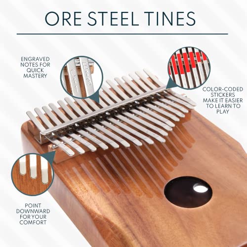 Image of UNOKKI 17-Key Kalimba with Case - Hard Waterproof Case, Acacia Wood, 7.4 inch x 5.2 inch - Portable Mbira Thumb Piano & Finger Piano with Curved Keys & Thumb Covers, Tuning Hammer & Instruction Book