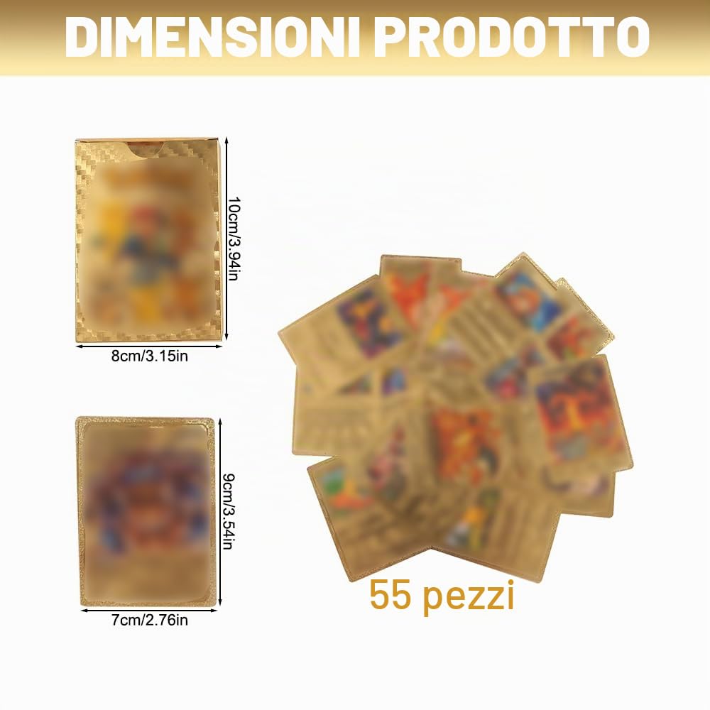 55 Pezzi di Carte Collezionabili Anime, Collezione Oro, Carte Ultra Rare Garantite