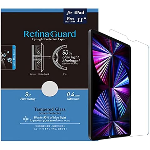 RetinaGuard Anti Blue Light Tempered Glass Screen Protector with Sliver Ion for 2021 iPad Pro 11 Inch Compatible with 2020/2018 iPad Pro 11" Cover