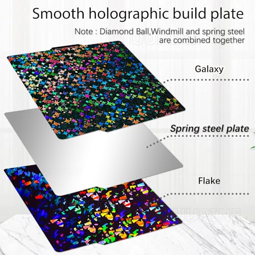 Image of Upgraded 257x257mm X2D Build Plate for Bambu Lab P2S X2D X1 X1C X1E P1P P1S A1,Double Sided Textured Flake+Galaxy Spring Steel Sheet Flexible Plate Heated Bed Platform for Bambu Lab 3D Printers