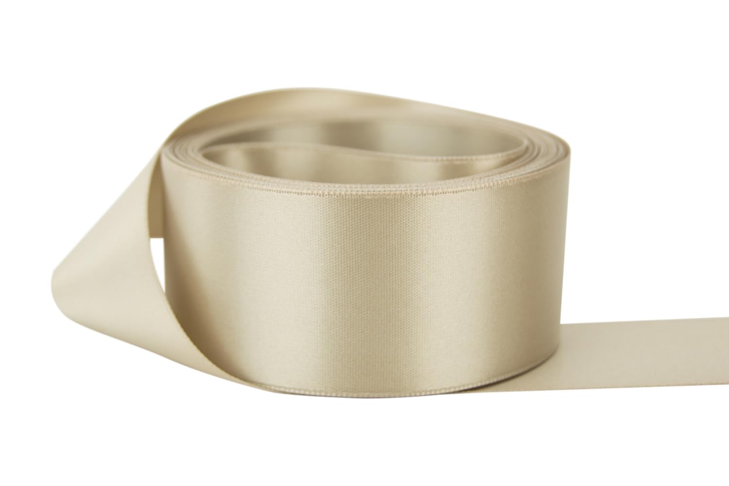 Ribbon Bazaar Double Faced Satin - Premium Gloss Finish - 100% Polyester Ribbon for Gift Wrapping, Crafts, Scrapbooking, Hair Bow, Decorating &amp; More - 3" Taupe 25yd