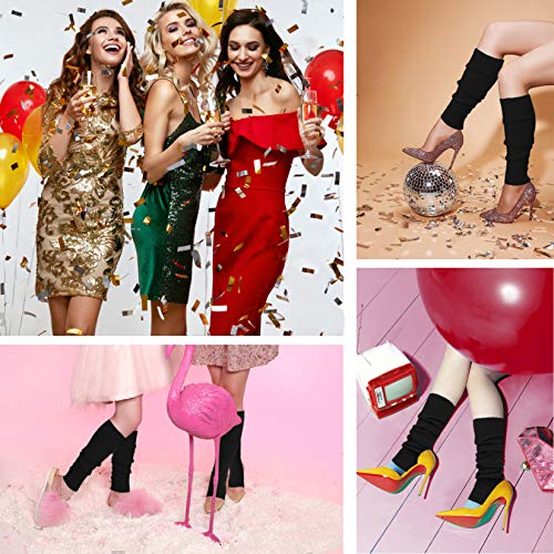 V28 Women Juniors 80S Eighty's Ribbed Leg Warmers For Party Sports (Black) #TOP3