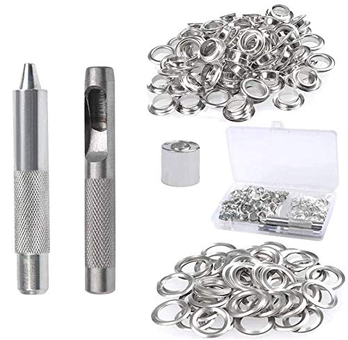100 Sets Kit Herramienta de Ojetes, Kit de Ojales 10mm,Ojetes Metalicos, 3...