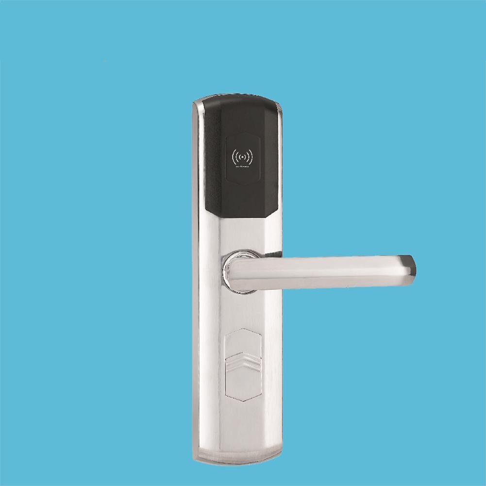 TDJDYQ 3 in 1 ID card/Remote control/Mechanical key Unlock Remote control lock Swipe the card Smart Lock Keyless entry For home/Office Zinc alloy Material, Silver