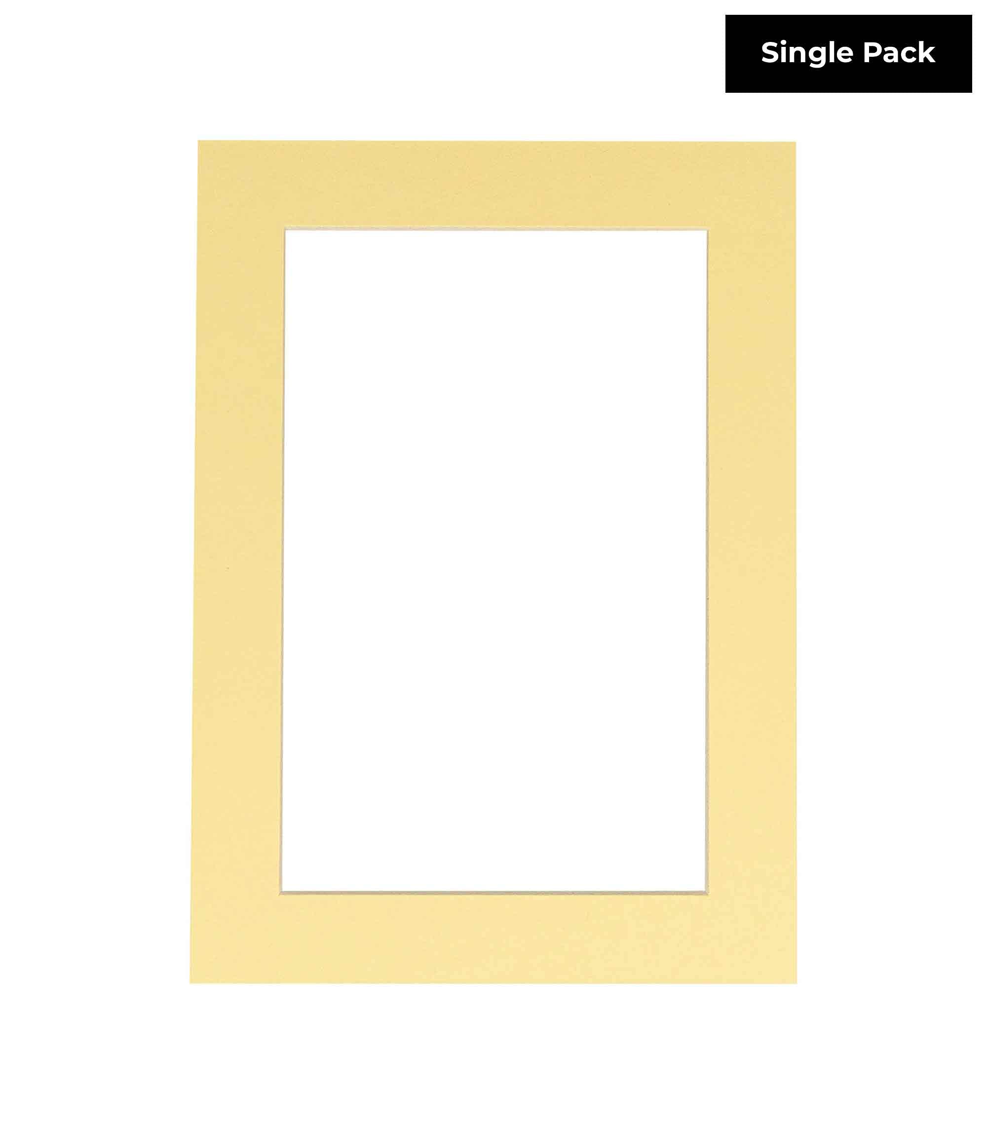 16x20 Mat Bevel Cut for 13.5x17 Photos - Acid Free Soft Yellow Precut Matboard - For Pictures, Photos, Framing - 4-ply Thickness