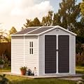 RichFire 6x8 FT Plastic Resin Shed with Floor, All-Weather Storage Sheds Outdoor with Floor and Window Easy to Install, Large Plastic Sheds & Outdoor Storage for Garden Backyard Patio, Dove Grey