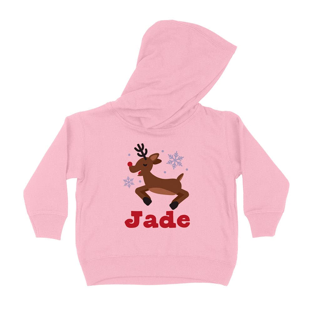 Reindeer Jade Christmas Kids Hoodie Sweatshirt Toddler 4T Light Pink