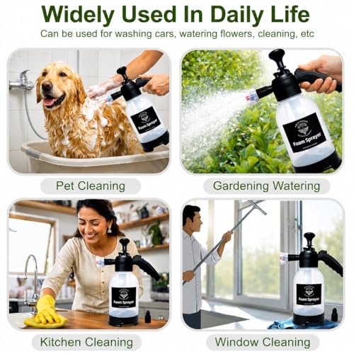 Image of Car /Bike Foam Sprayer 2L with Car /Bike Snow Foam Shampoo 200ml and Wash /Dry Microfiber Towel 800 GSM Combo, Dual Nozzle for High Pressure Blaster Foam Washing Transparent(Combo)