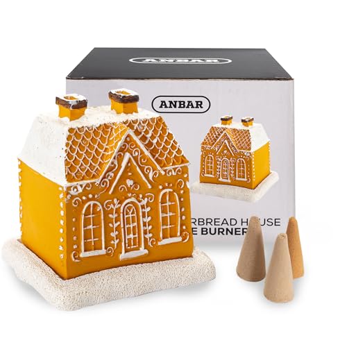 Anbar Bruciatore a cono di incenso a riflusso, casetta di pan di zenzero, Natale, autunno, inverno, stagionale e decorazione per la casa delle vacanze, soggiorno, camera da letto o cucina ornamento Anbar Bruciatore a cono di incenso a riflusso, casetta di pan di zenzero, Natale, autunno, inverno, stagionale e decorazione per la casa delle vacanze, soggiorno, camera da letto o cucina ornamento