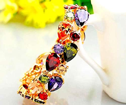 StunningBoutique "Chic Gold Plated Sapphire Colour Austria Crystal Bangle Women Bracelet Party Jewellery 19CM/7.5IN (Multicolor - Image 3
