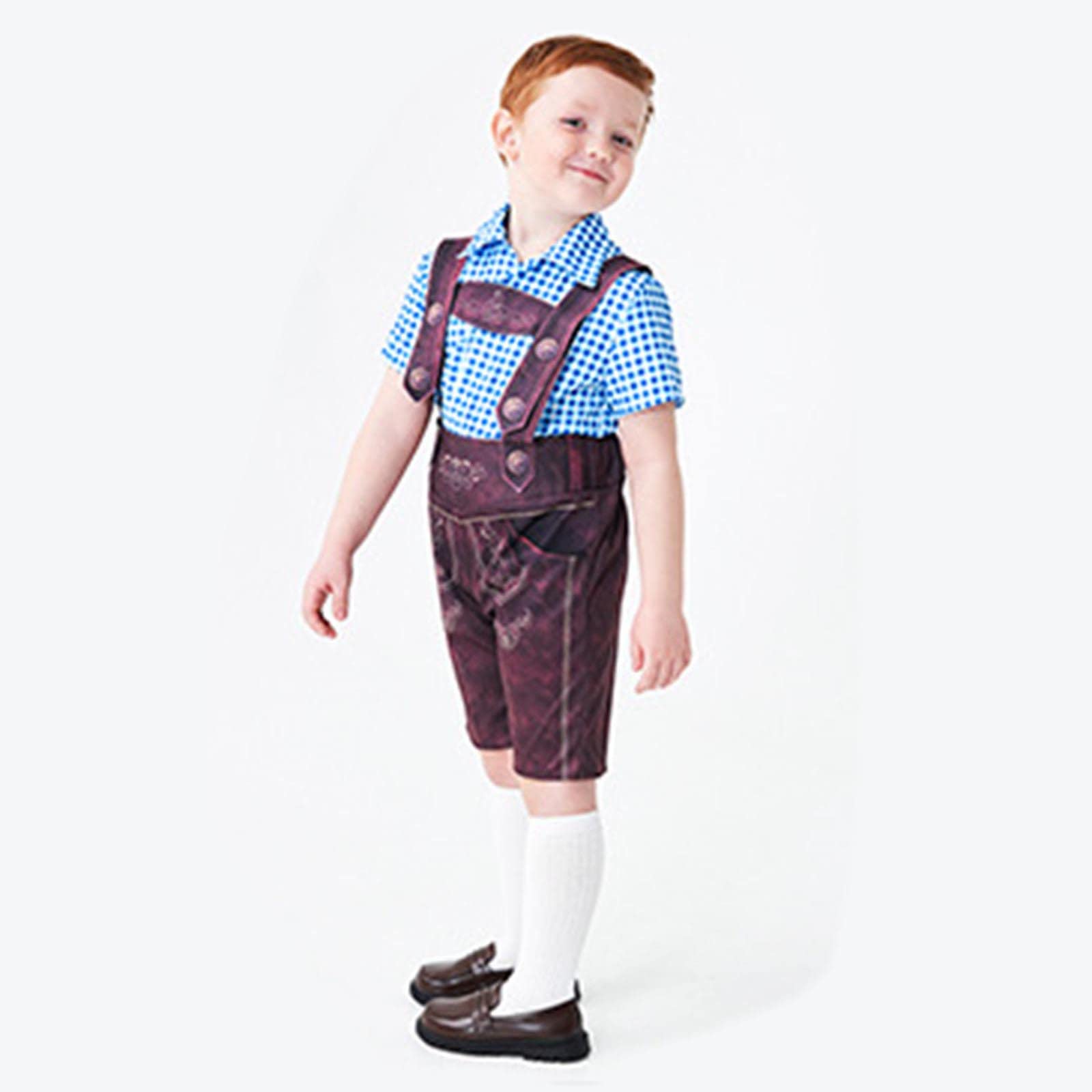 Genérico Conjunto Infantil Verano Estampado Algodón Camisa Manga Corta Pantalones Tirantes Calcetines Traje Niño Pequeño Bebé