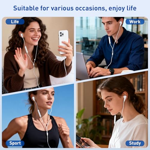 Image of USB C Headphones for iPhone 17 16 15 Pro Max, 2 Pack Wired Earbuds USB C Wired Headphones with Microphone & Remote, Noise Isolating Earphones for iPad Pro /iPad Air, Galaxy S25 S24 S23 Ultra
