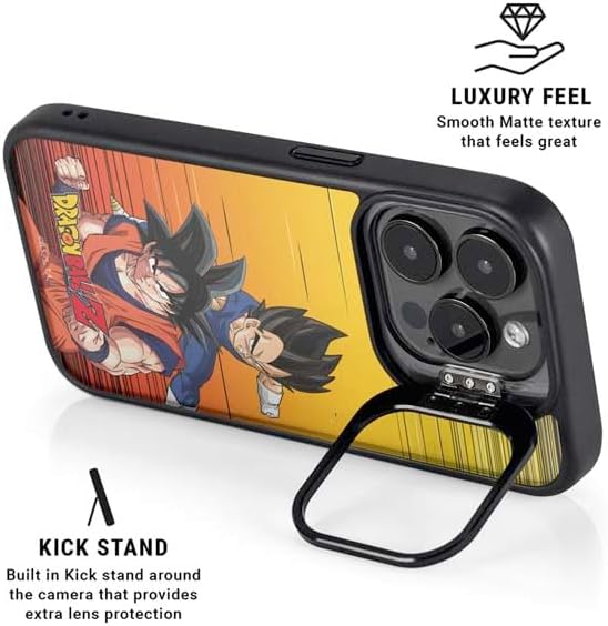 Skinit Kickstand Phone Case Compatible with iPhone 14 Pro Max - Officially Licensed Dragon Ball Z Goku & Vegeta Design