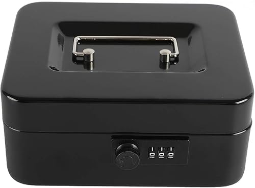 Miniatura 7 de xydled Caja fuerte de acero con cerradura de combinación, caja fuerte para dinero con bandeja extraíble para monedas, grande, 9.84 x 7.87 x 3.54