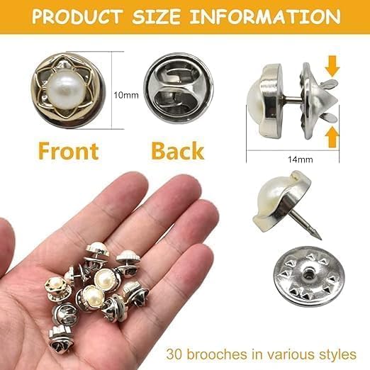 Image of ARLICORPING 20Pcs Women Shirt Brooch Pearl No Sew Button Pins Instant Jeans Safety Pin