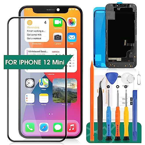 for iPhone 12 Mini Screen Replacement 3D Touch 5.4 Inch LCD Screen Replacement A2399 LCD Display A2176 Touch Digitizer Compatible with Model A2398 A2400 A2399 Assembly Repair Parts Kits(Black Incell)