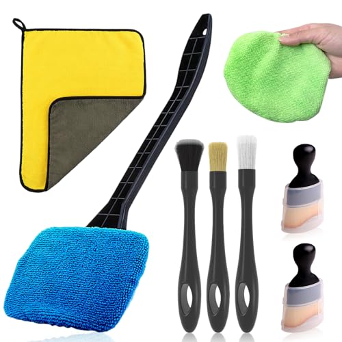 Detailing Auto, kit de Nettoyage intérieur de Voiture, 5 brosses de Nettoyage de Voiture avec Chiffon en Microfibre Absorbant pour Tableau de Bord, Sortie dair, Outils de Nettoyage de Voiture