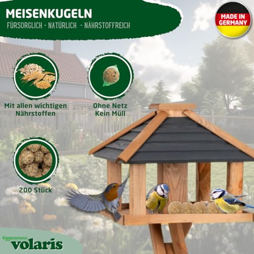Eggersmann volaris Meisenknödel ohne Netz 200 Stück 18 kg MEISENkugel | Körnerkugel für Wildvögel | Nährstoffreiches Ganzjahresfutter für alle Vogelarten | Vogelknödel