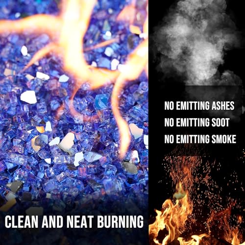 Image of Skyflame High Luster 10-Pound Fire Glass for Fire Pit Fireplace Landscaping, 1 /4-Inch Cobalt Blue Reflective