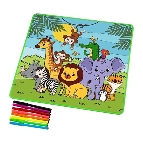 Water Doodle Mat, Reusable Magic Drawing Doodling Mat, Graffitis Coloring Educational Pad for Toddler, Cartoon Writing pad for Creative Play19.69x19.69 inches