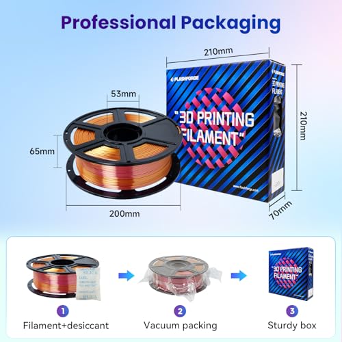 Image of FLASHFORGE Silk Bi-Color PLA Filament 1.75mm, Coextrusion Gold Rose Dual Color Multicolor 3D Printer Filament, Enchanting Silk Finish with 360 Multicolor Shifting Color Effect