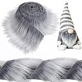 Tatuo 71 x 3 Inch Gray Faux Fur Trim for Hood Shaggy Fur Fabric Faux DIY Craft Garland Fluffy Strip for Winter Slippers Slides Christmas Gnomes Beard Santa Claus Hair Dwarf Cosplay Costume