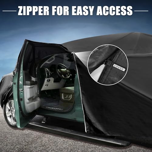 Image of X AUTOHAUX Car Cover for Toyota Tacoma Crew Cab Pickup 2005-2021 Aluminum Film Outdoor Waterproof Sun Rain Snow Hail Protection with Driver Door Zipper