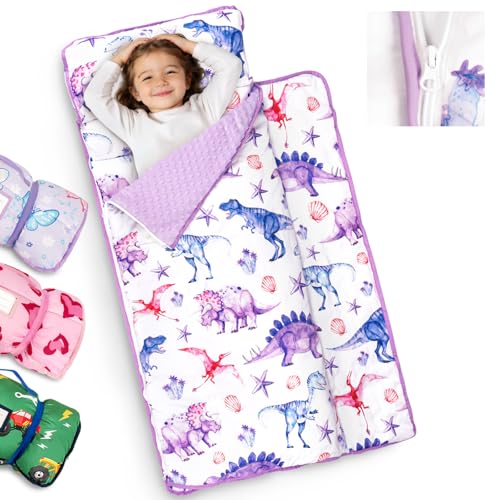 Image of Primlect Toddler Nap Mat Extra Large Thickened 55''x35'', Soft Sleeping Bag with Detachable Minky Blanket and Pillow, Portable for Daycare, Preschool, Kindergarten, Travel, Boys and Girls