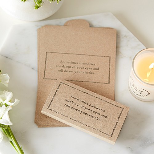 ANGEL & DOVE 25 Kraft Card Funeral Tissue Wraps 'Sometimes Memories Sneak Out