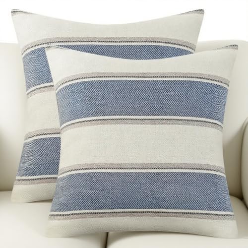 AmHoo Pack of 2 Farmhouse Linen Throw Pillow Cover...