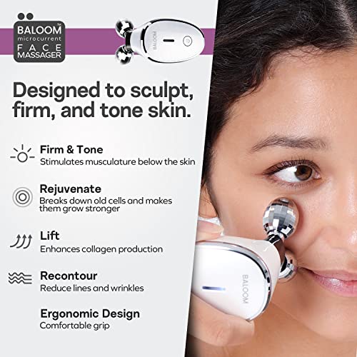 Baloom Microcurrent Facial Massager - Skin Tightening Care For Women And Men - Face/Body Wrinkle Removal, Anti Aging, Skin Rejuvenation, Face Lift, Acne Spot Treatment - 10 Minutes A Day. #TOP1