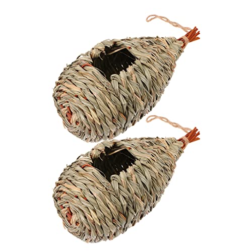 Yardwe 2 Piezas Nido de pájaro de pajarera Rustica pajarera colibrí Nido de pájaros Loro casa pajaros casita para pajaros choza de Nido de pájaro Lugar de Descanso de Las Hierba