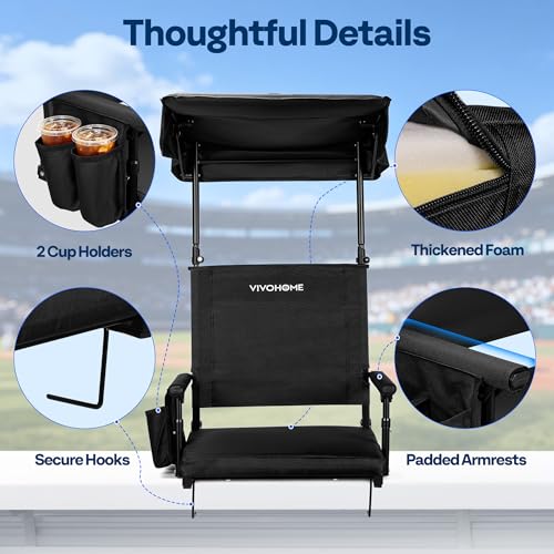 VIVOHOME Stadium Seat with Sunshade