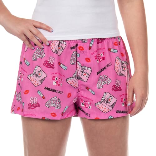 INTIMO Mean Girls Pajamas Womens So Fetch Burn Book Movie Designs PJ Micro Shorts Y2K Bottoms (XXX-Large) Pink