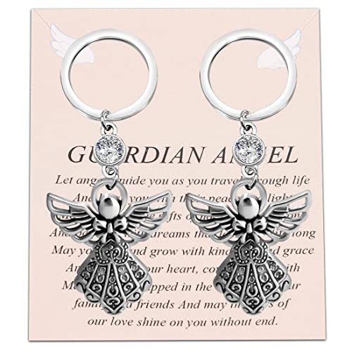 Image of FUSTMW Angel Keychain Guardian Angel Gifts Faith Gifts Prayer gifts Blessing Gifts Guardian Angel Charm Key Chain Gifts