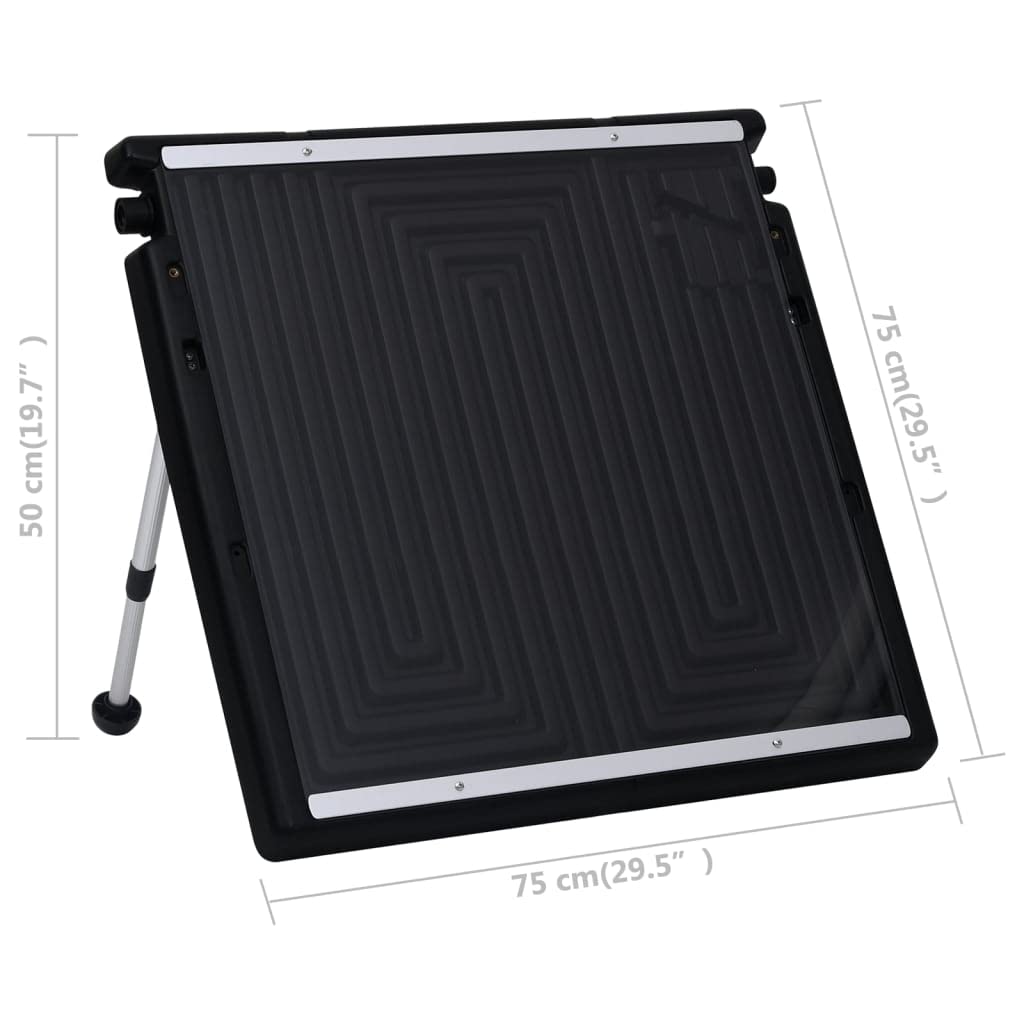 Lot de 2 panneaux solaires de piscine - 150 x 75 cm - Noir - Panneaux chauffants en aluminium polyéthylène avec pieds de support réglables de 40 ° à 60 ° - Pour piscine hors sol, système de