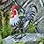 Metal Rooster Statue Yard Decor - 15" Solar Light Metal Yard Art Standing Chicken Statue Garden Decoration, Large Animal Sculpture Chicken Figture for Outdoor Porch Patio Backyard Lawn Ornament