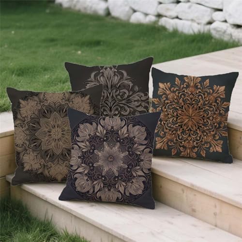 Housse de coussin 40x40cm ocre déhoussable avec zip invisible - 4