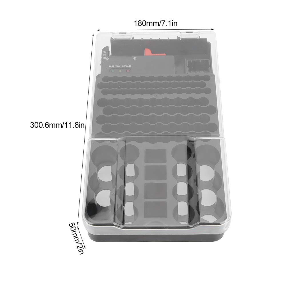 Conteneur en matériau ABS Transparent – ​​Mallette de Rangement multifonctionnelle à 104 Compartiments et Organisateur avec testeur de Batterie intégré – Indicateur d'état à 3