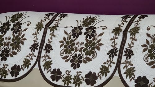 Image of Fab Nation Sofa Cover L Shape 5 Seater with Corner L Type Fully Covered Sofa Set for Living Room | Cotton Sofa Slipcovers for 3 + 2 Seaters Cover Set | Floral Brown