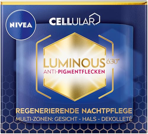 NIVEA LUMINOUS630 - Crema de noche antimanchas pigmentada, cuidado facial contra manchas de la edad, crema de noche con tiamidol altamente efectivo, cuidado nocturno regenerador (50 ml)