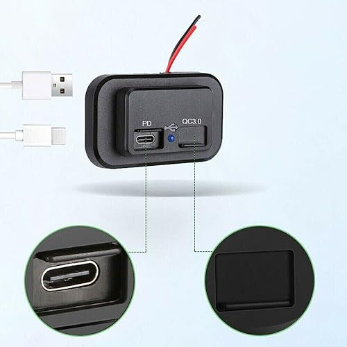 Miniatura 7 de Cargador USB dual de carga rápida 3.0 y PD RV  12-24 V, 4.8 A cargador USB para automóvil  Cargador USB dual para RV, marina, barco, autobús,