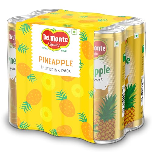 Image of Del Monte Pineapple Fruit Drink (Pack of 6) - Tropical Taste, Real Pineapple Crush, Perfect for Cocktails & Mocktail | No added Preservatives