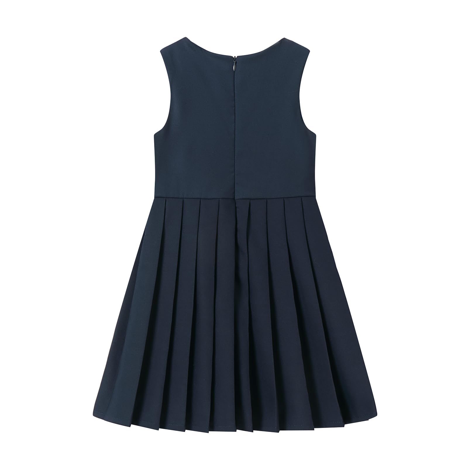Mädchen-Schuluniform, Pulloverkleid, einfarbig, weich, ärmellos, Rundhalsausschnitt, A-Linie, Faltenkleid, 5T-16Y